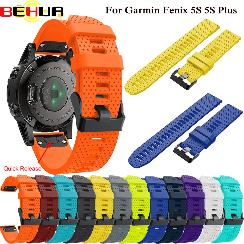 20mm Watchband Strap for Garmin Fenix 5S Watch Quick Release Silicone Easy Fit Wrist Band For Plus Belt | Электроника
