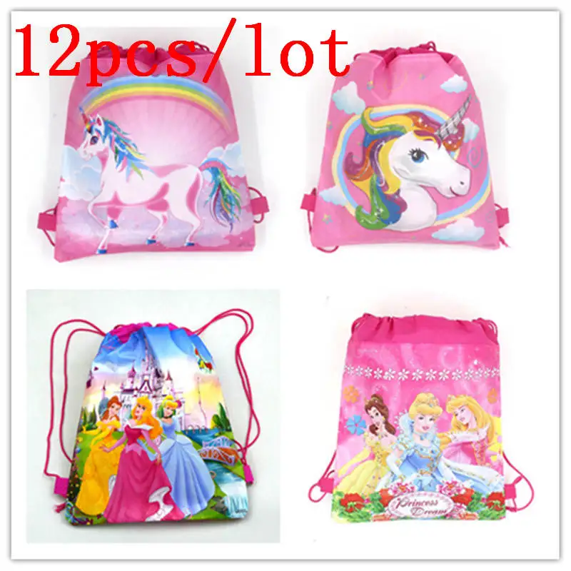 Disney Frozen 12 шт./партия, Детские Сумки На День Рождения мультфильм на шнурке, Детские Сумки на завязках, школьные сумки на завязках