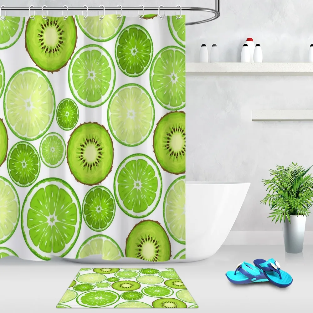 LB красивый зеленый извести Kiwifruit любого размера яркая занавеска для душа ванной