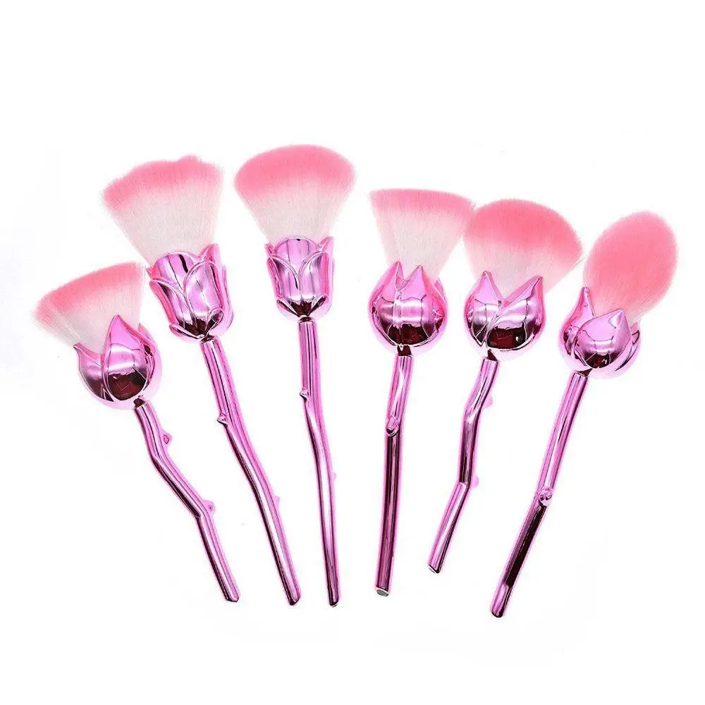 6 Pcs Pretty Rose Flower Creative Shaped Makeup Brushes Set Cosmetic Powders Face Tool Blush Brush | Красота и здоровье