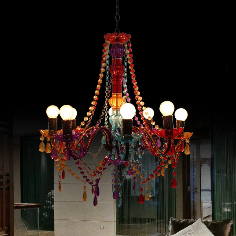 

European style rural decoration colorful crystal chandeliers restaurants coffee shops colorful dream multi creative Chandelier