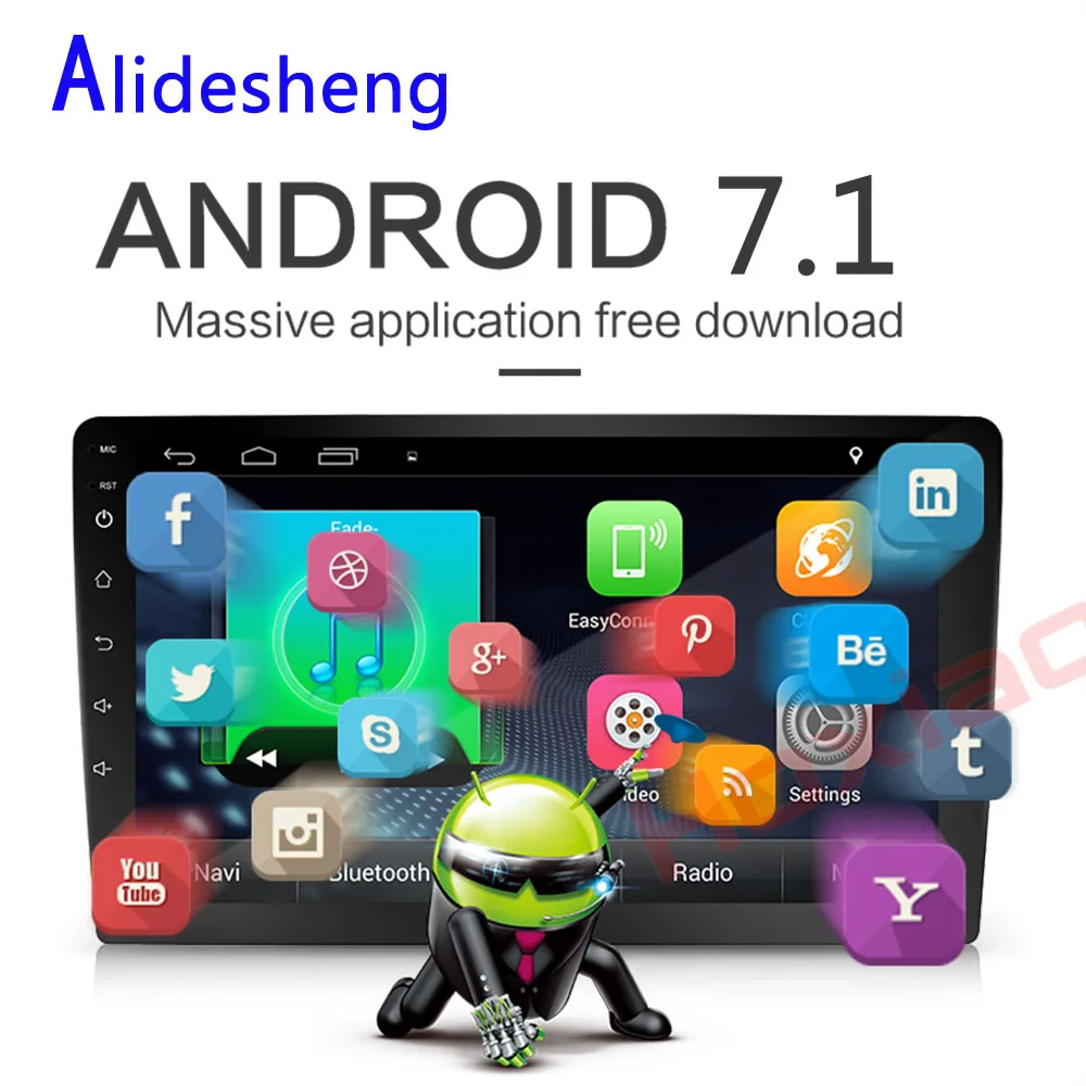 Один din 10 дюймов четырехъядерный Android 7 1 автомобильный DVD мультимедийный плеер WiFi
