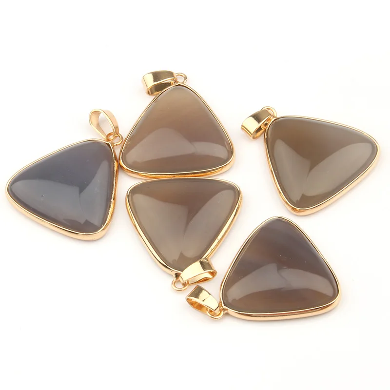 Grey Agate Натуральный камень тигровые глаза/флэш-подвески с лабрадоритом камень DIY для ожерелья или ювелирных изделий 3,7*2,7*0,6 см - Окраска металла: Grey Agate