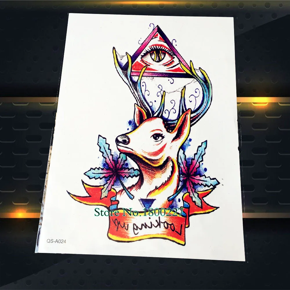 1 шт. здоровые мужчины роспись по телу временные тату наклейки PQS A024 олень глаз