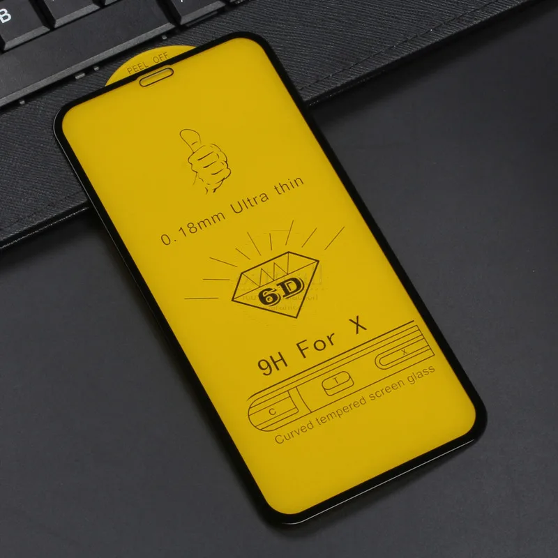 0 18 мм для iPhone X XR Xs Max Закаленное стекло Защитная пленка экрана 3D края полное