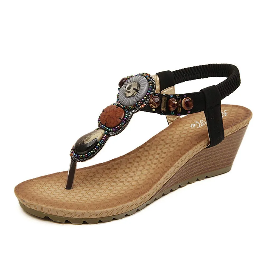 Повседневные летние сандалии; женская обувь; zapatos mujer; винтажные женские модные пляжные бусины; женская обувь; chaussures femme ete