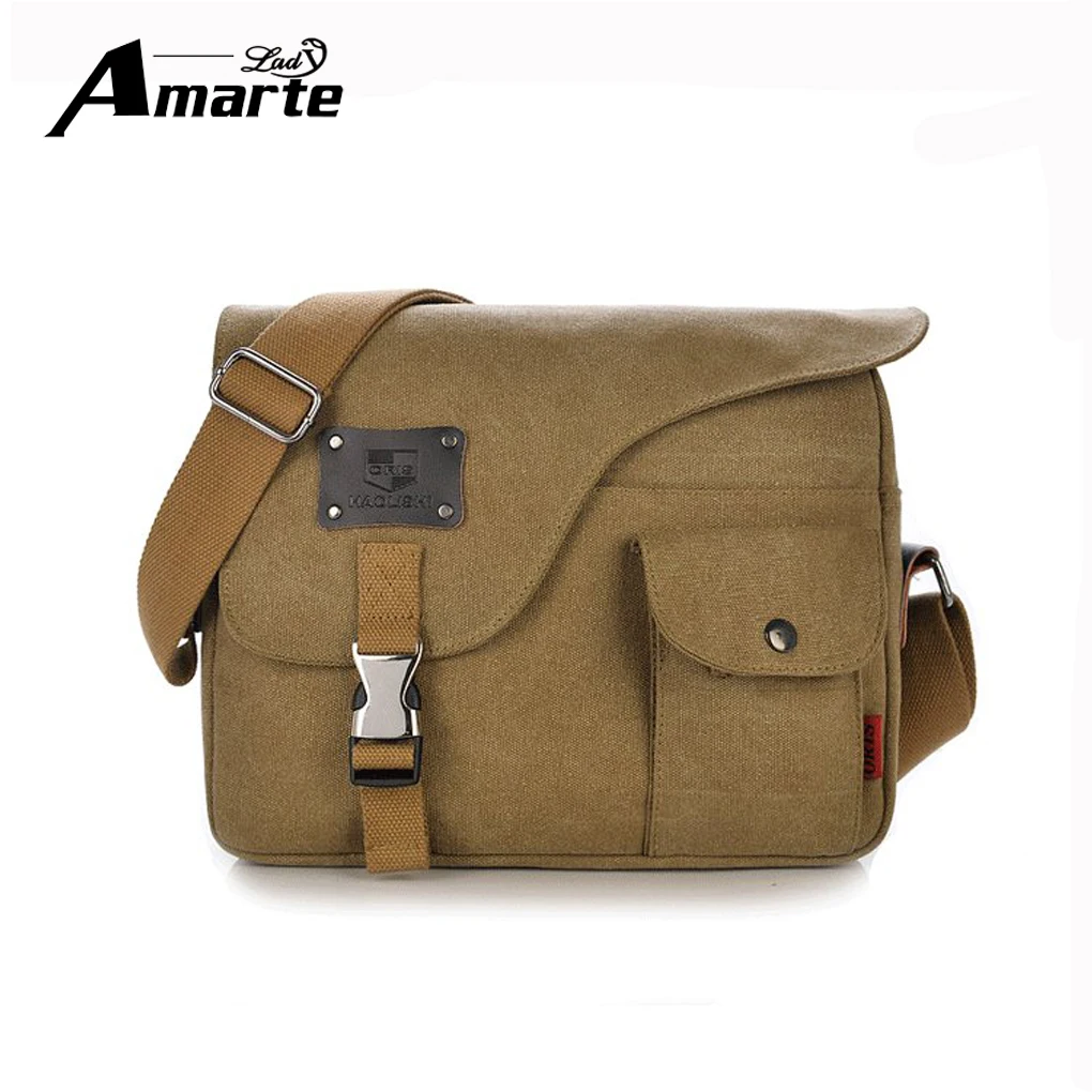 2018 холщовая кожаная сумка через плечо Мужская Военная армейская винтажная