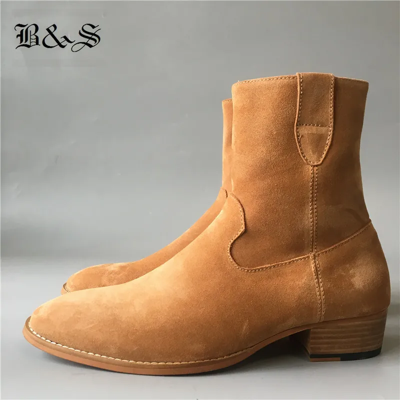 Черные и уличные облегающие мужские Красивые Элегантные ботильоны замшевые