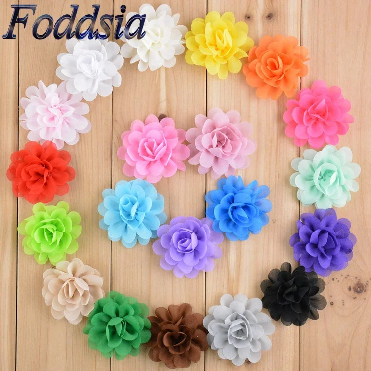 Foddsia 40 шт./лот 20 цветов шифоновые цветы для повязок 2 дюйма тканевые сделай сам