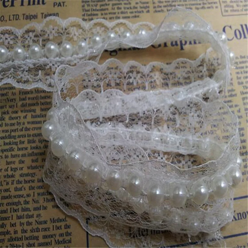 Оптовая цена по прейскуранту завода 5Yd жемчуг слоновой кости вышивка ткань