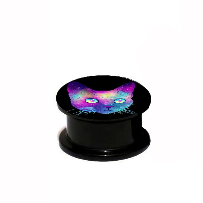 2 шт. Модные мужские и женские черные акриловые цветные кошачьи ушки затычки