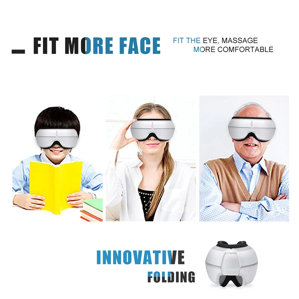 Беспроводной цифровой массажер для глаз с тепловым сжатием и музыкой снимает