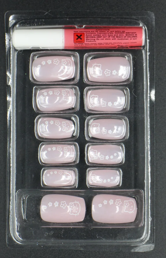 12 шт./компл. с 2g клей короткий Предварительно Дизайн Печать Полное покрытие искусственные акриловые ногти с французскими наконечниками# FN12P-230
