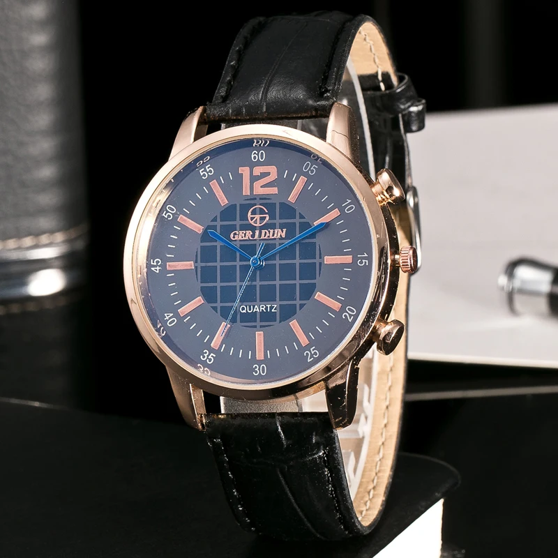 Часы мужские модные кварцевые в полоску с кожаным ремешком | Наручные часы