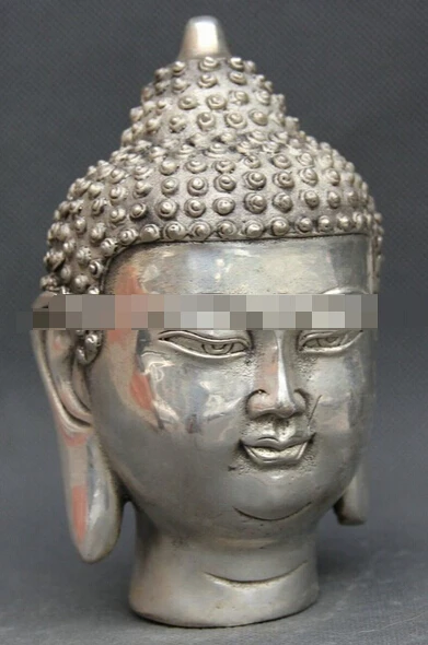 SCY 1031 + Тибет буддизм серебро Шакьямуни Амитабха статуя головы Будды|statue head|statue