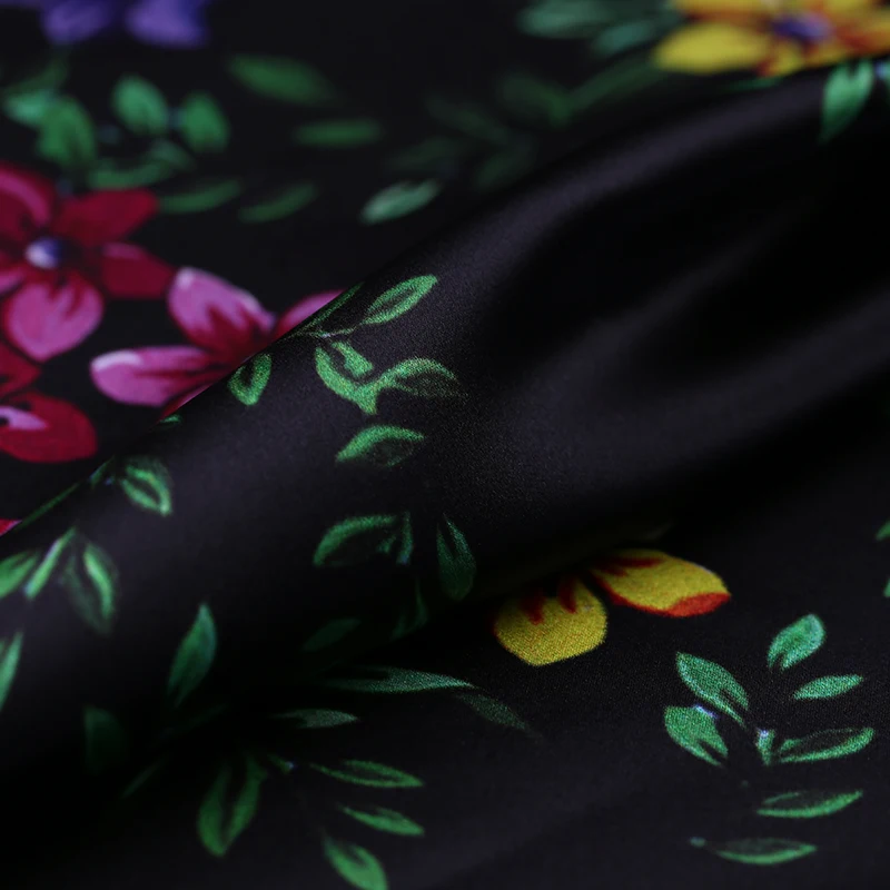 Элегантный аромат цифровой живописи стрейч атласа натуральный шелк ткань для