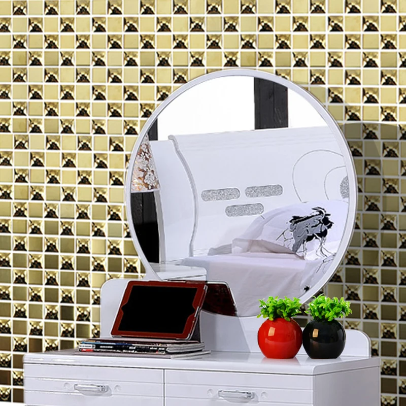 3D квадратная Роскошная золотая плитка из нержавеющей стали металлическая