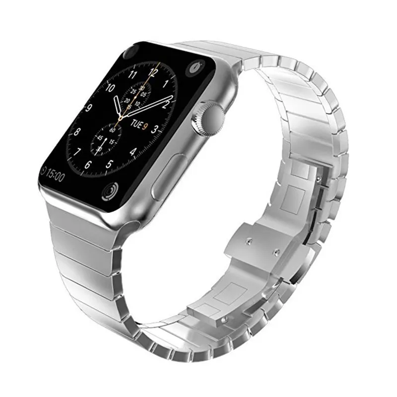 ASHEI Нержавеющая сталь ссылка браслет ремешок для Apple Watch с бабочкой застежкой 42 мм 38 мм металла ссылке полос для iWatch 3 2 1