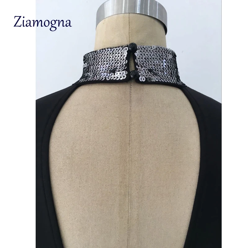 2017 Брендовое дизайнерское женское черное зимнее платье с длинными рукавами