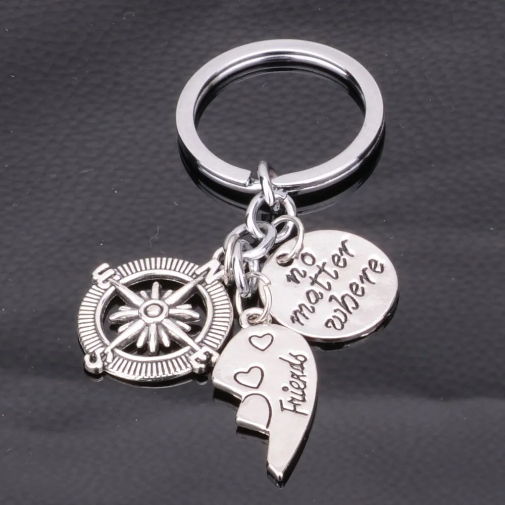 Bespmosp 2 шт. компас независимо от того где сердце лучшие друзья BFF подвесные брелоки