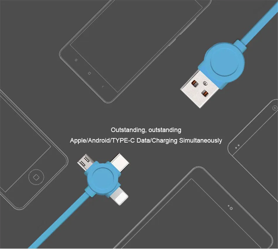 NOHON 3 в 1 зарядное устройство с интерфейсом Lightning Кабель 8 Pin для iPhone X 7 8 Plus XS Micro usb type C для Xiaomi 5 samsung кабель для зарядки передачи данных 1 м