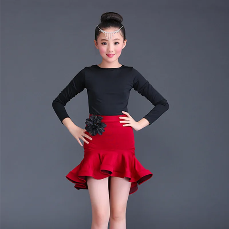 Детская одежда для бальных танцев костюм сальсы Танго румбы самбы с рюшами