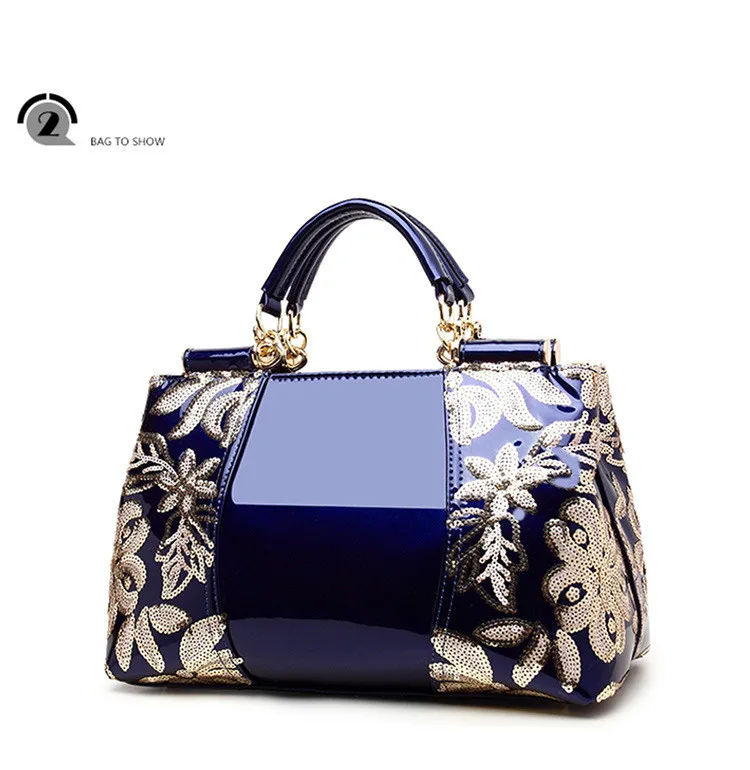 new luxury handbags women bags designer embroidered shoulder bag handbag large capacity patent leather luxury dinner bag