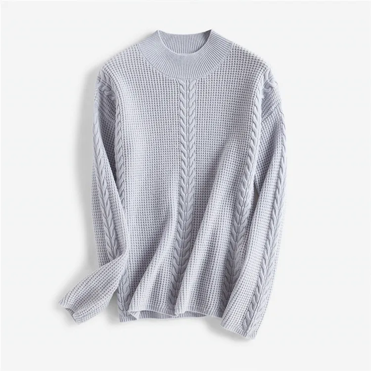 

Женский трикотажный пуловер из чистой мериносовой шерсти с круглым вырезом и косым подолом, белого цвета, 3 цвета, S/M/L