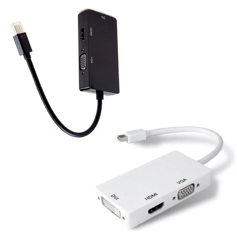 3 в 1 Mini Display Port DP To HDMI VGA DVI кабель адаптер конвертер для Apple Macbook Microsoft Surface Pro |