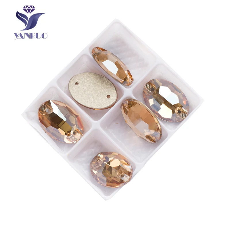 Golden Shadow YANRUO 3210 овальные пришитые камни, стеклянные стразы AAAAA, качественные Стразы для шитья, стразы, аппликация, одежда для платья - Цвет: Golden Shadow