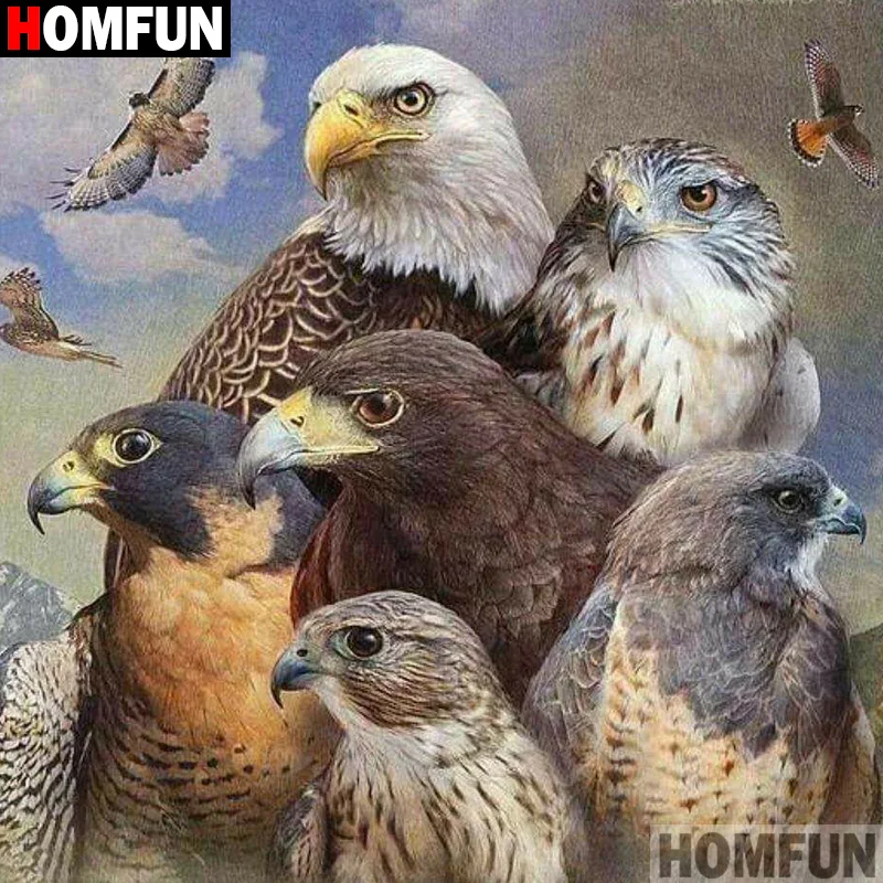 

Алмазная 5D Вышивка HOMFUN «Орлан», картина из квадратных/круглых страз «сделай сам», вышивка крестиком, домашний декор, A08162