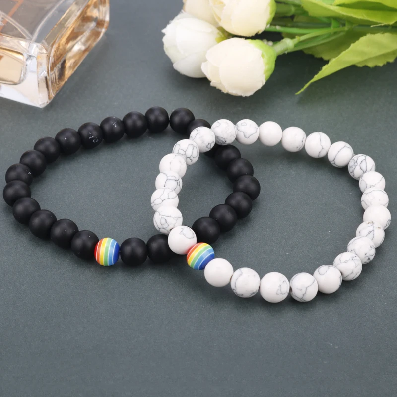 Черный и белый матовый Радужный Браслет для геев гордости мужчин женщин подарки