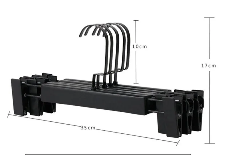 Pants hanger Высокое качество черная деревянная вешалка для одежды для костюма пальто рубашки, черные деревянные брюки юбка вешалка с зажимами(12 шт./лот - Цвет: Pants hanger