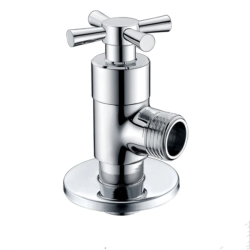 Угловой клапан для ванной и туалета латунный из чистой меди хромированный с