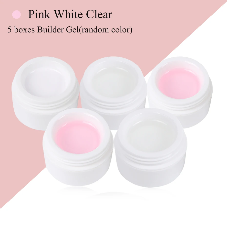 5 box random Color 15 мл, удлиняющий УФ-Гель-лак для ногтей, розовый, белый, прозрачный, сделай сам, Французский акриловый гель для маникюра, для наращивания ногтей, французские Советы CH719 - Цвет: 5 box random Color