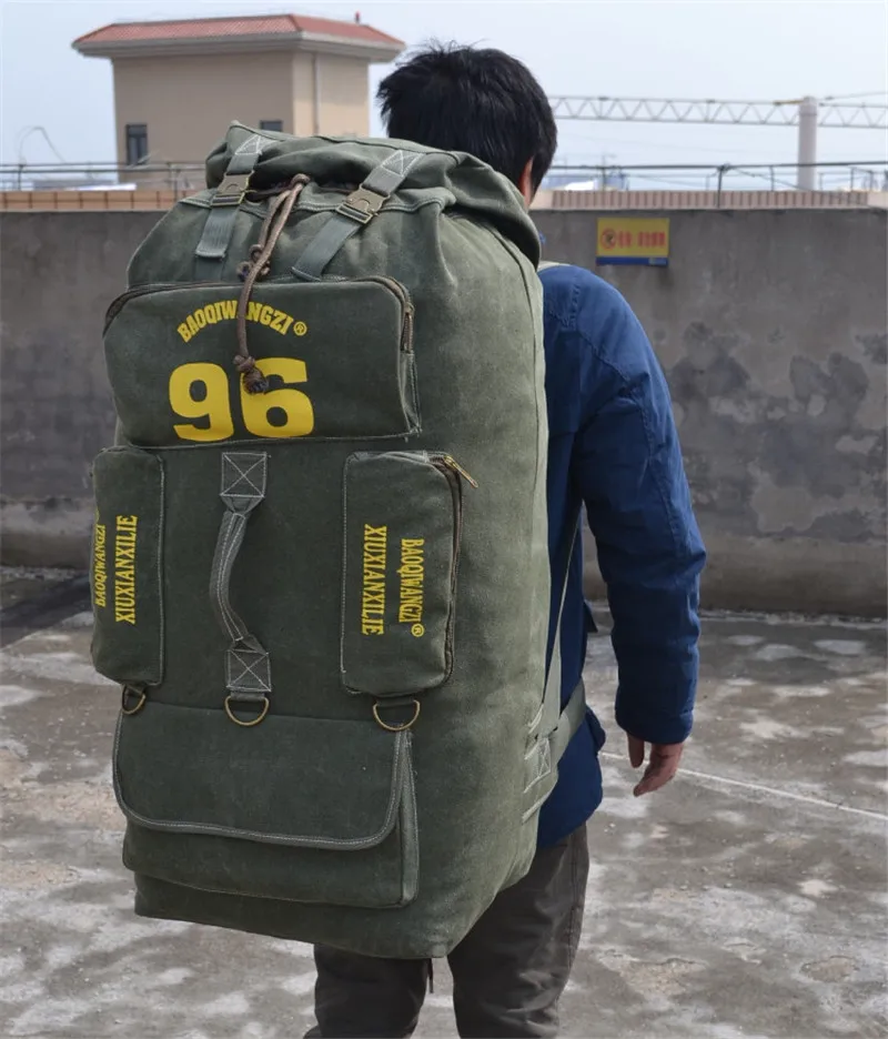 Мужской супер большой 97L вместительный Большой рюкзак для отдыха на природе, походов, крепкая холщовая дорожная сумка