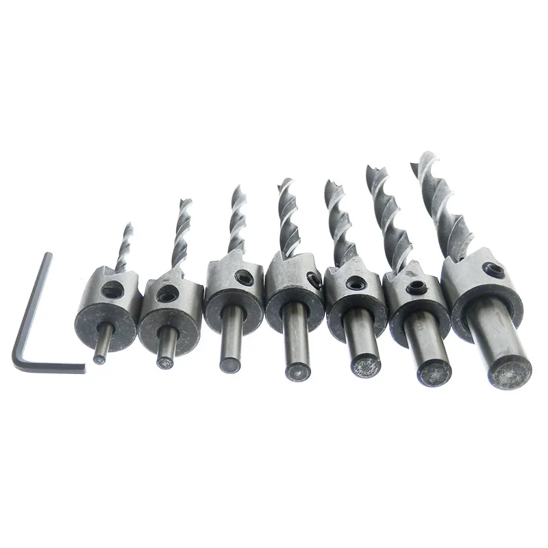 7 шт. 5 флейт Зенковка сверло HSS фаска сверла столярные сверла деревообрабатывающий фаски Резак 3-10 мм Фреза
