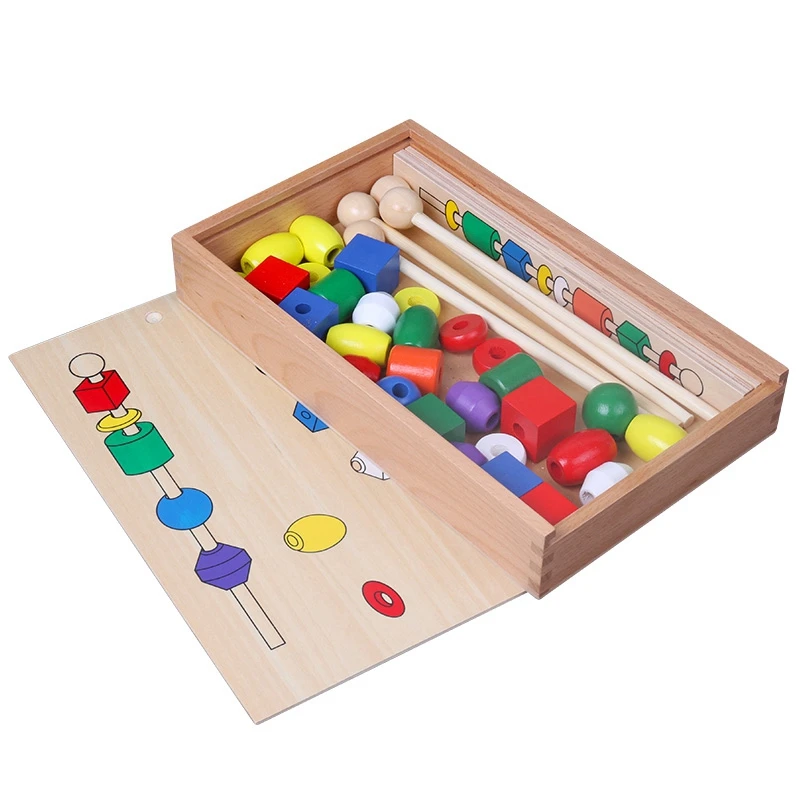 As shown Деревянная игрушка из бисера Набор секвенций блок игрушки классическая игрушка развивающие игры для детей - Цвет: As shown