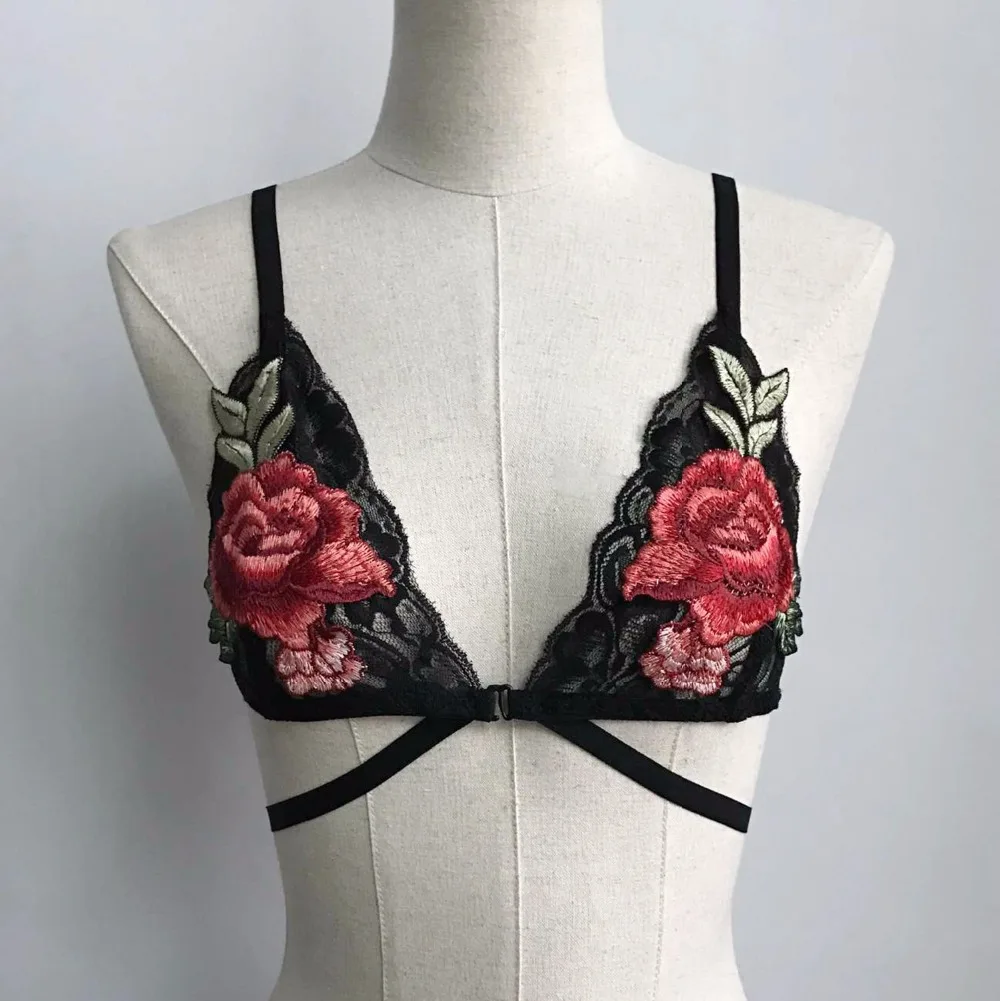 2017 Женщины Дамы Сексуальная Вышивка Цветок Кружева Bralette Бюстгальтер Лето Бинты