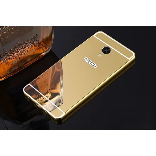 Golden Блестящий Зеркальный Алюминиевый бампер акриловый PC чехол для Meizu M3 M3s M5 M6 Note Модный Роскошный чехол - Цвет: Golden
