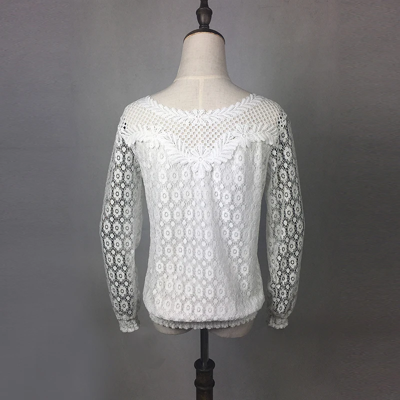 2017 Hot Sell Women Lace Shirt Slim Tops Beaded Embroidery Neck Short Sleeve Hollow Crochet Chiffon Blouse Plus Size |