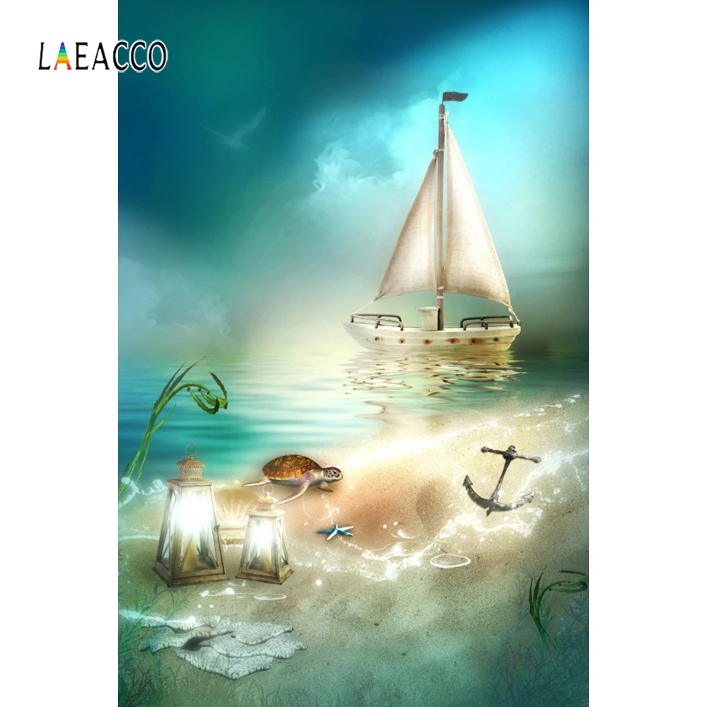 Laeacco летняя Пальма море пляж облако небо Солнечный свет фотография фоны на заказ
