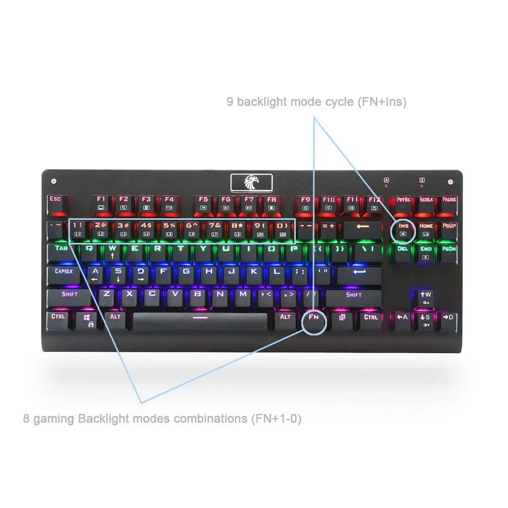 Механическая клавиатура Z77 Eagle TKL, игровая, светодиодный, с подсветкой, металлическая пластина, 87 клавиш, Outemu, переключатели, эргономичная клавиатура для геймера, Typist