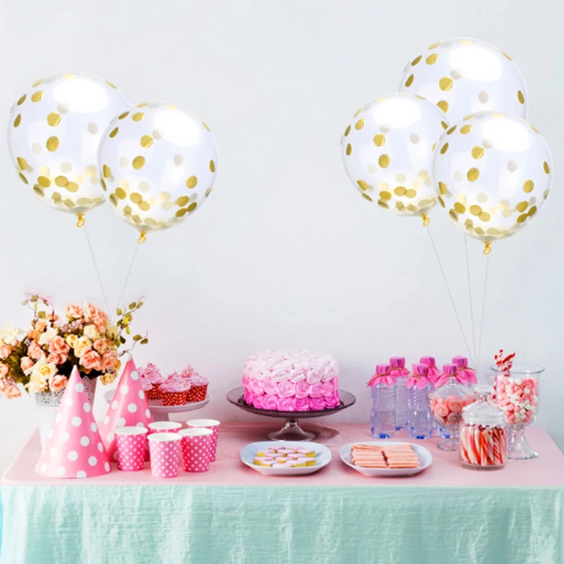 5 шт./лот большое Золотое наполнение воздушные шары конфетти 12 дюймов белые