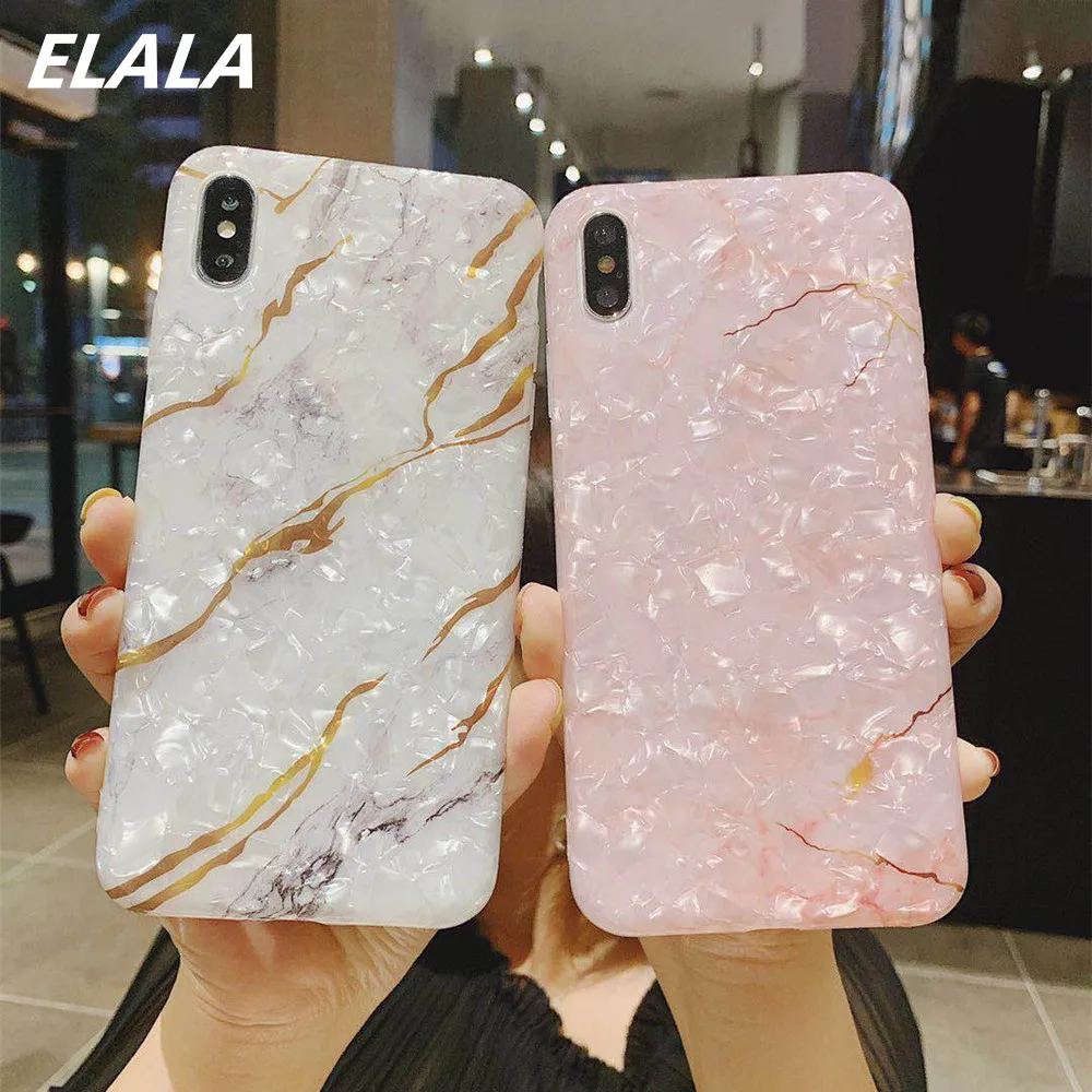 Глянцевый мраморный чехол elala для IPhone X блестящий силиконовый с рисунком молнии