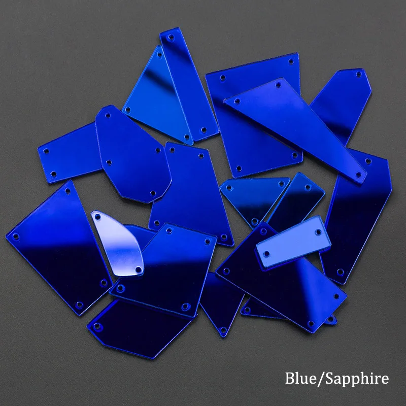 sapphire QIAO много форм Популярные акриловые зеркала пришить стразы с отверстиями плоской задней блестящей пришить Камень для украшения платья 30 шт - Цвет: sapphire