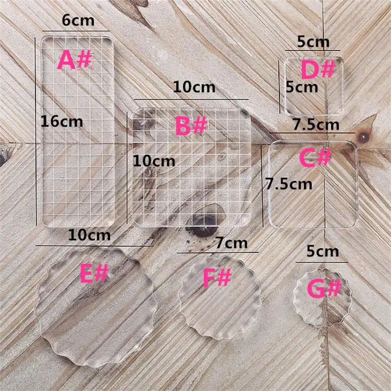 Clear Acrylic Scrapbook Clear Stamp Board Square Hands Press Handle Tool For Stamps DIY Craft 1PC Different Size