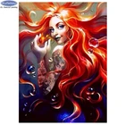 Алмазная живопись русалка, картина из мультфильма Стразы сделай сам, алмазная вышивка 5D, квадратнаяКруглая Мозаика, рукоделие