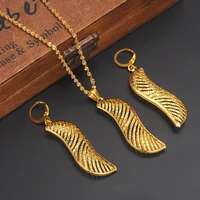 dubai gold jewelry set african ethiopiajewelrysoybean podsdangle earrings pendant necklace for women girl bridal wedding gifts