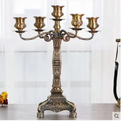 

luxury bronze color 5 arm metal canlde holders birthday candles candle jars table centerpiece for candele decorative ZT172